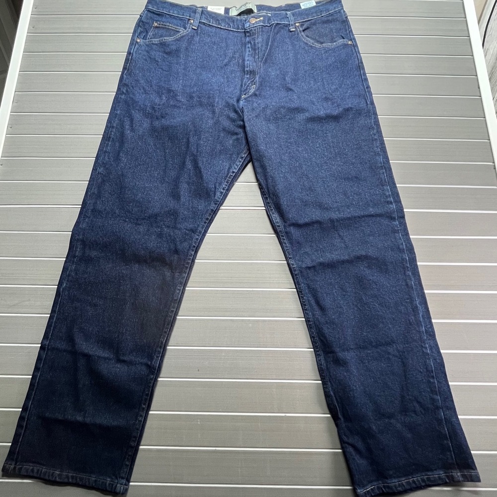 Wrangler Authentics Men's Dark Wash Straight Leg Denim Jeans Size 42x32‎